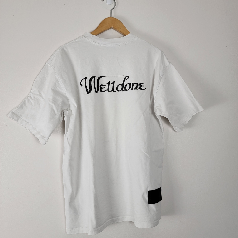 We11done Graphic White Short Sleeve Men's Tee M Horror Movie Japanese Collage